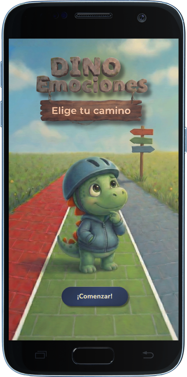 Vista previa de la app Dino Emociones en el móvil