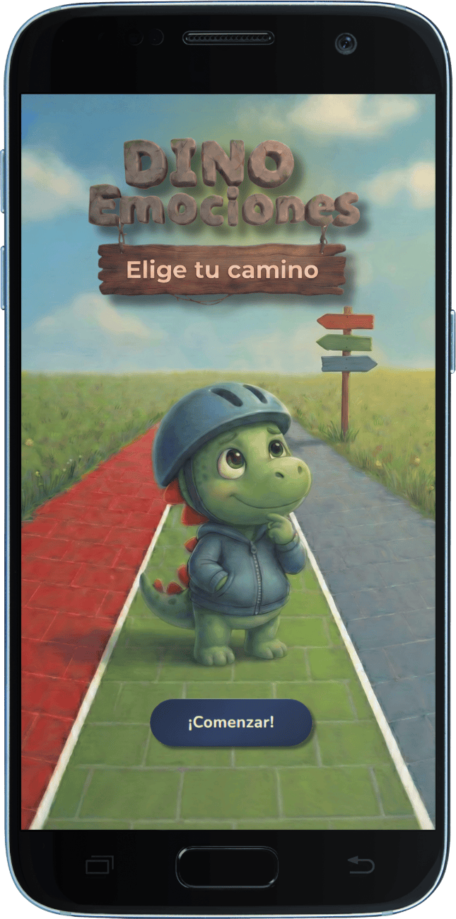Vista previa de la app Dino Emociones en el móvil